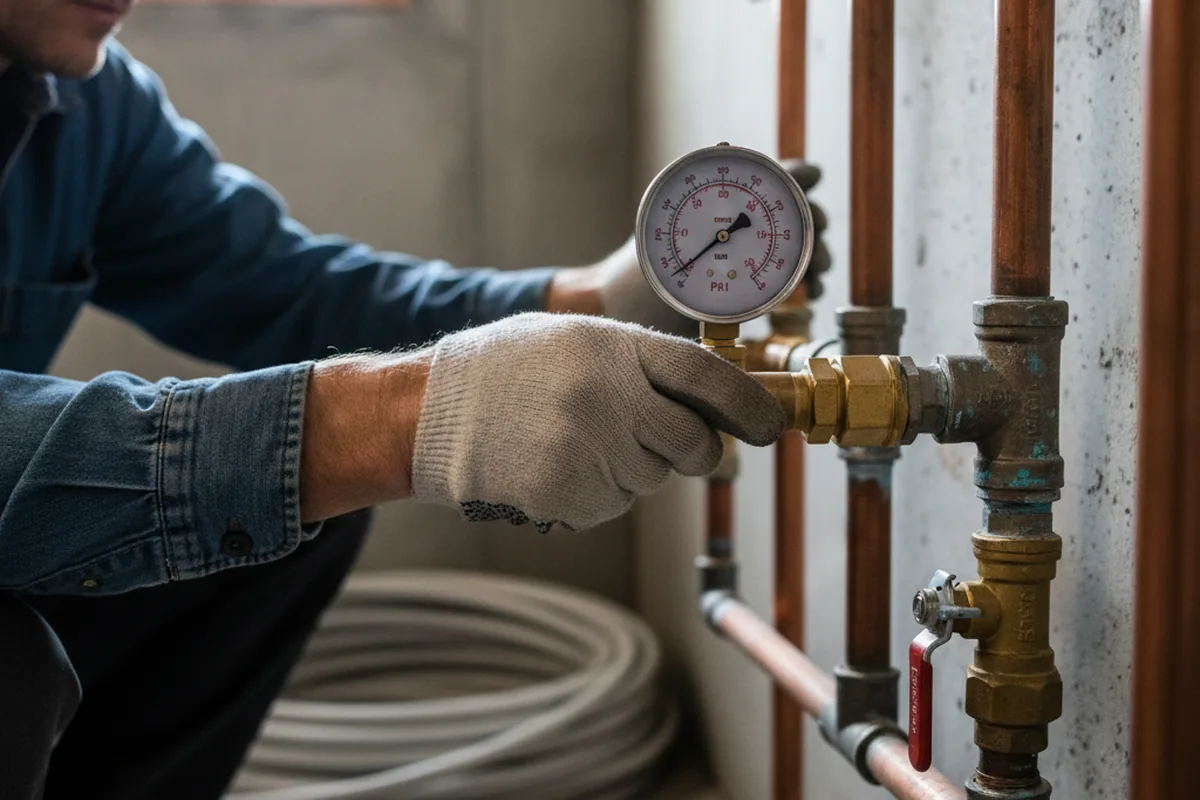 Pressure testing a repaired line during Water Line Repair in Convent Station